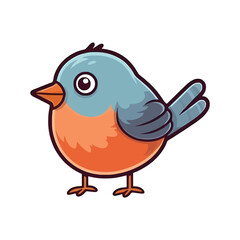 Joyful Feathered Friend: Playful 2D Illustration of a Darling Robin