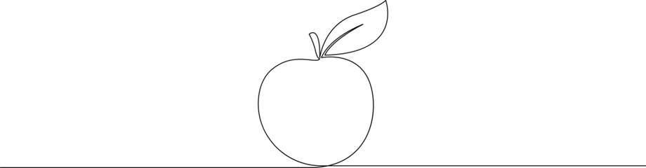 Apple continuous line drawing, Single line drawing of apple fruit. Minimalist style vector illustration.