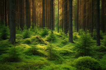 Generative AI.
pine forest scenic background