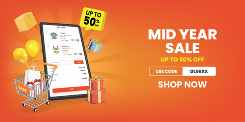 Mid year sale banner promotion template