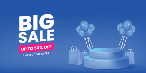 Big sale with fifty percent discount banner template