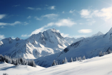 Fototapeta na wymiar Generative AI. snowy mountain scenery background