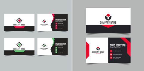 Fototapeta na wymiar Red and Green Modern Creative Business Card and Name Card, Horizontal Simple Clean Template Vector Design