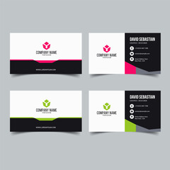 Pink and Green Modern Creative Business Card and Name Card, Horizontal Simple Clean Template Vector Design
