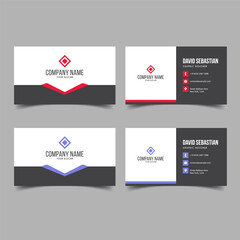 Red and Purple Modern Creative Business Card and Name Card, Horizontal Simple Clean Template Vector Design