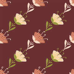 Fototapeta premium Contemporary flower seamless pattern. Cute stylized flowers wallpaper. Decorative naive botanical backdrop.
