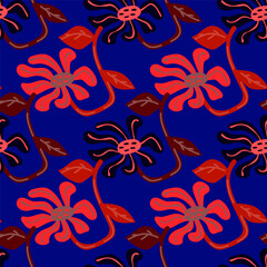 Fototapeta na wymiar Decorative retro abstract flower seamless pattern. Vintage stylized flowers background.