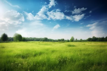 Fotobehang Generative AI. background view of the vast prairie © Yoshimura