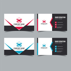 Red and Blue Modern Creative Business Card and Name Card, Horizontal Simple Clean Template Vector Design