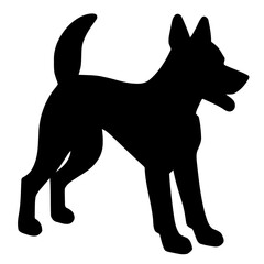 Silhouette outline of a large dog with ears