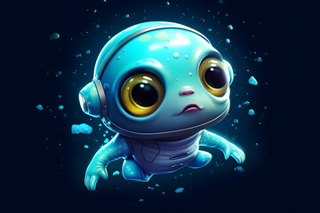 Obraz premium A cute little animal is floating in space. Generative AI