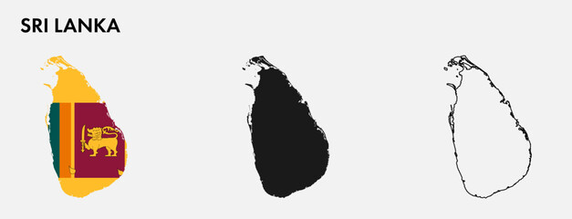 Set of Sri Lanka map isolated on white background, vector illustration design