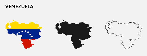 Set of Venezuela map isolated on white background, vector illustration design