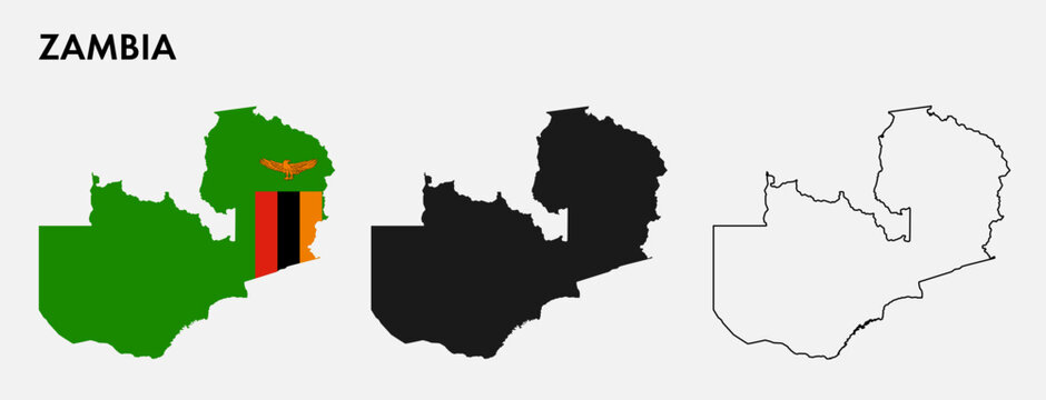 Set of Zambia map isolated on white background, vector illustration design