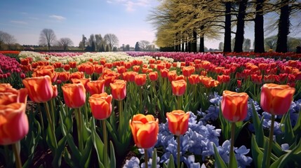 beautiful tulip bouquet in spring. Generative AI