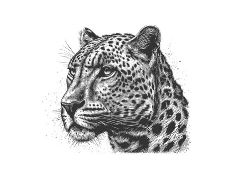 Leopard portrait leopard head sketch hand drawn. Vector illustration desing.