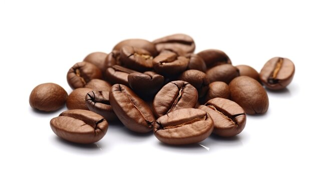 white background with coffee beans. generate ai