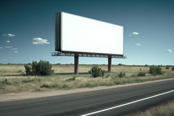 blank white billboard mockup with blue sky view generated by ai