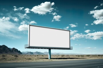 Fototapeta premium blank white billboard mockup with blue sky view generated by ai