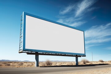Obraz premium blank white billboard mockup with blue sky view generated by ai