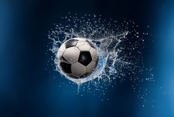Fototapeta premium soccer ball on the blue background