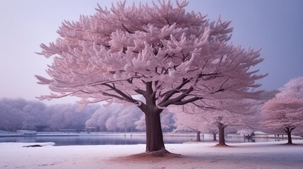 beautiful pink flower tree. generative AI