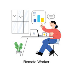 Remote Worker Flat Style Design Vector illustration. Stock illustration