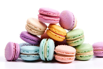 Delicious Macarons: Irresistible Sweet Treats on a White Background