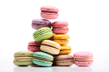 Obraz na płótnie Canvas Delicious Macarons: Irresistible Sweet Treats on a White Background