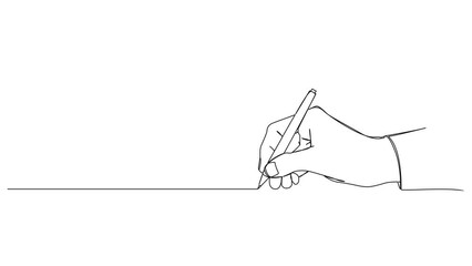 animated continuous single line drawing of hand writing with ballpoint pen, line art animation