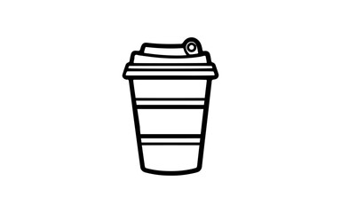 A cup doodle line art illustration with black and white style for template.