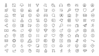 Pixel Perfect. Basic User Interface Essential Set. Line Outline Icons. For App, Web, Print. Editable Stroke. Pixel Stroke Wide with Round Cap and Round Corner