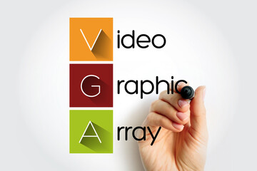 VGA Video Graphic Array - video display controller and accompanying de facto graphics standard,...