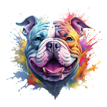 bulldog with splash style of colorful paint