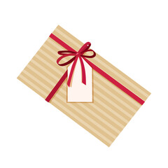 Decorative gift box with a red ribbon and bow