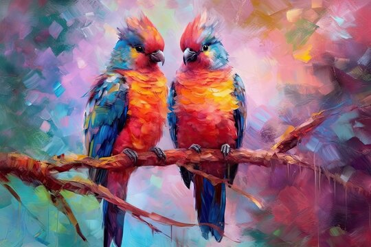 Animal birds impressionism stye,Generative AI.