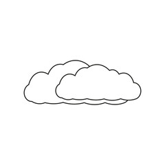 Silhouettes of clouds of different shapes on a white background.