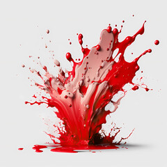 Red paint explosion with drops for art design
