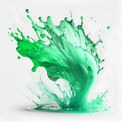 Beautiful green paint splatter with drops for art design