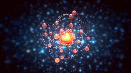 Atomic Model with Radiating Nucleus - AI-Generated