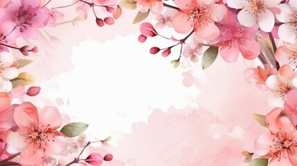 Obraz na płótnie Canvas pink jasmine flower frame isolated on white background. generative AI