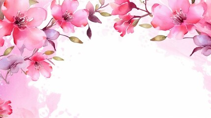 Naklejka na ściany i meble pink jasmine flower frame isolated on white background. generative AI