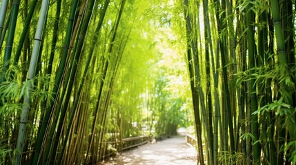Beautiful bamboo tunnel. generative AI
