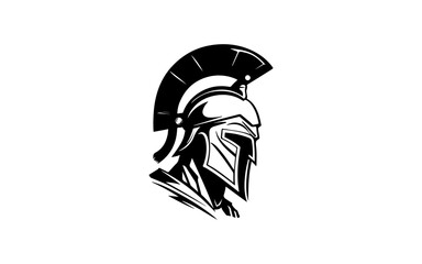 A head of spartan shape isolated illustration with black and white style for template.