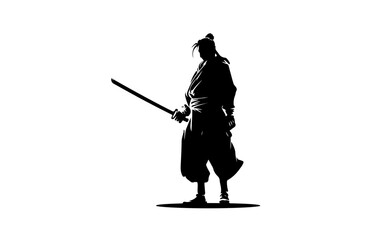 A samurai shape isolated illustration with black and white style for template.