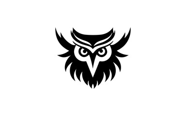 Owl shape isolated illustration with black and white style for template.