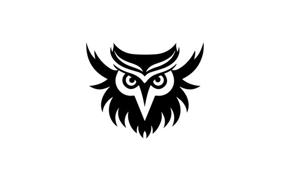 Owl shape isolated illustration with black and white style for template.