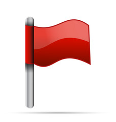 Red flag waving icon. Flat illustration - 615169296