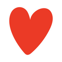 Heart flat hand drawn illustration. Flat style design, isolated vector. Kids print element, romantic love sign, symbol, Saint Valentines day, romance, passion