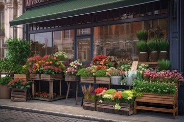Fototapeta na wymiar Flowers at a florist and flower shop